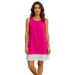 OLEG CASSINI Bright Pink Sleeveless Wedding Party Formal Zip Dress Sz 4 Barbie